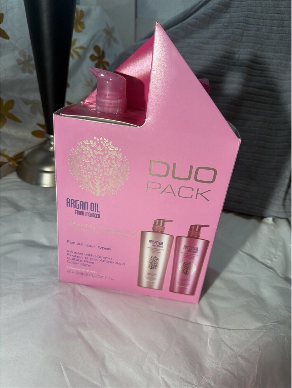 Argan Oil From Morocco Keratin Hydrating Shampoo Conditioner Duo 33.8oz NEW
